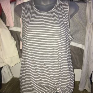 Grey And White Striped Muscle Tee Size M